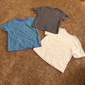 Urban Outfitters BDG Blue+Green Striped, Dark Gray, and off-White Tees
